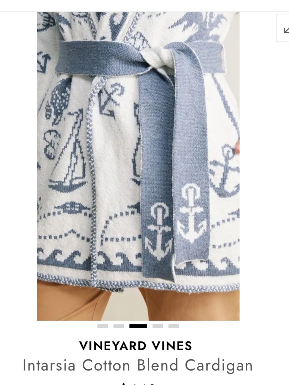 Vineyard Vines White and Light Blue Intarsia Nautical Cardigan Large NWT - Picture 3 of 16